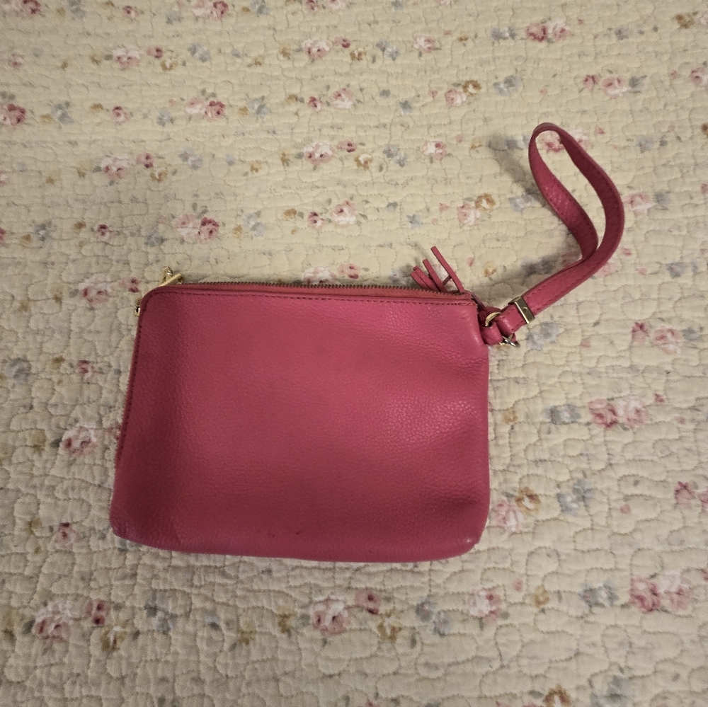 Talbots Pink Pebbled Leather Wristlet